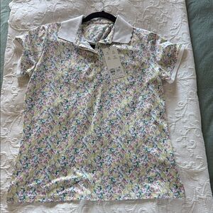 Walter Hagen Lemon and Floral Polo Golf Shirt